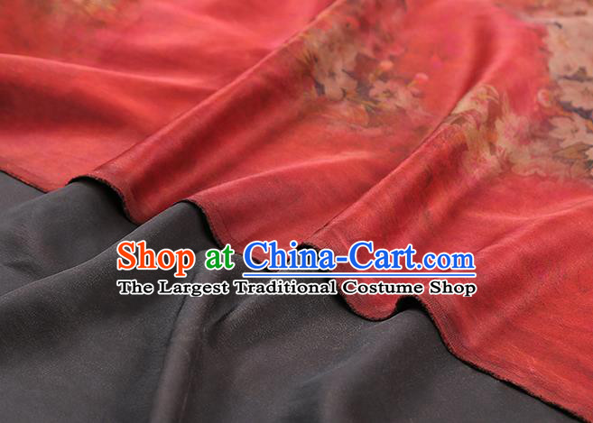 Chinese Red Silk Drapery Classical Peach Blossom Pattern Gambiered Guangdong Gauze Traditional Qipao Dress Brocade Fabric