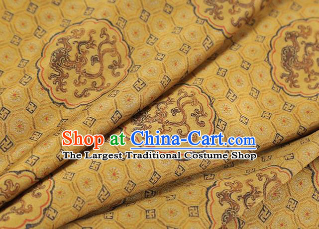 Chinese Traditional Tang Suit Silk Fabric Classical Dragon Pattern Golden Brocade Drapery