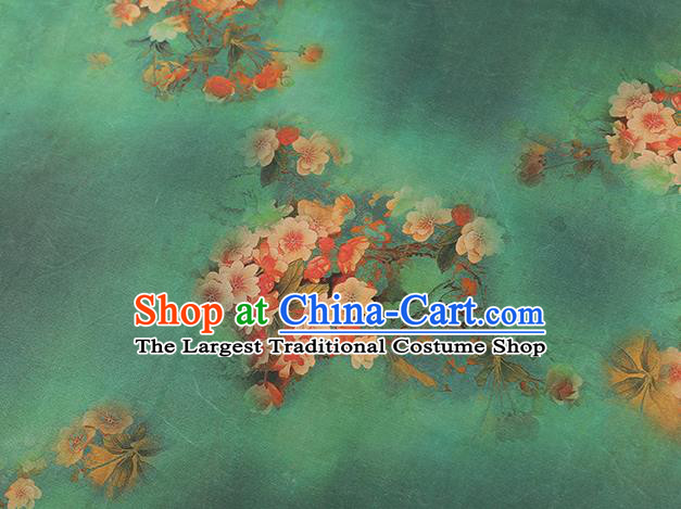 Chinese Traditional Classical Begonia Pattern Silk Drapery Green Gambiered Guangdong Gauze Qipao Dress Brocade Fabric