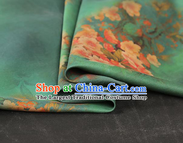 Chinese Traditional Classical Begonia Pattern Silk Drapery Green Gambiered Guangdong Gauze Qipao Dress Brocade Fabric