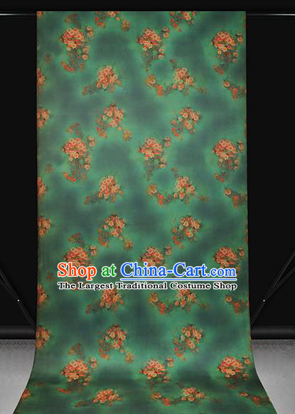 Chinese Traditional Classical Begonia Pattern Silk Drapery Green Gambiered Guangdong Gauze Qipao Dress Brocade Fabric