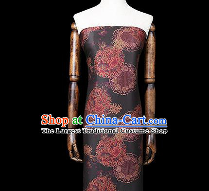 Chinese Classical Auspicious Pattern Black Brocade Drapery Traditional Qipao Dress Silk Satin Fabric