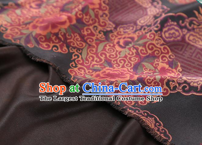 Chinese Classical Auspicious Pattern Black Brocade Drapery Traditional Qipao Dress Silk Satin Fabric