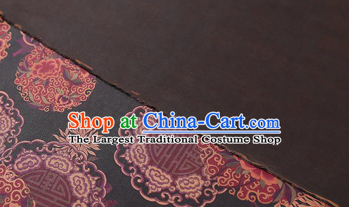 Chinese Classical Auspicious Pattern Black Brocade Drapery Traditional Qipao Dress Silk Satin Fabric