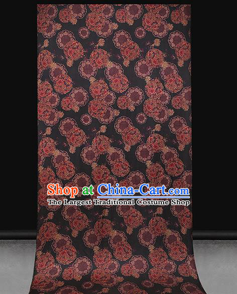 Chinese Classical Auspicious Pattern Black Brocade Drapery Traditional Qipao Dress Silk Satin Fabric