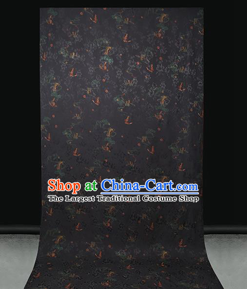 Chinese Traditional Qipao Dress Silk Satin Fabric Classical Butterfly Pattern Black Brocade Drapery
