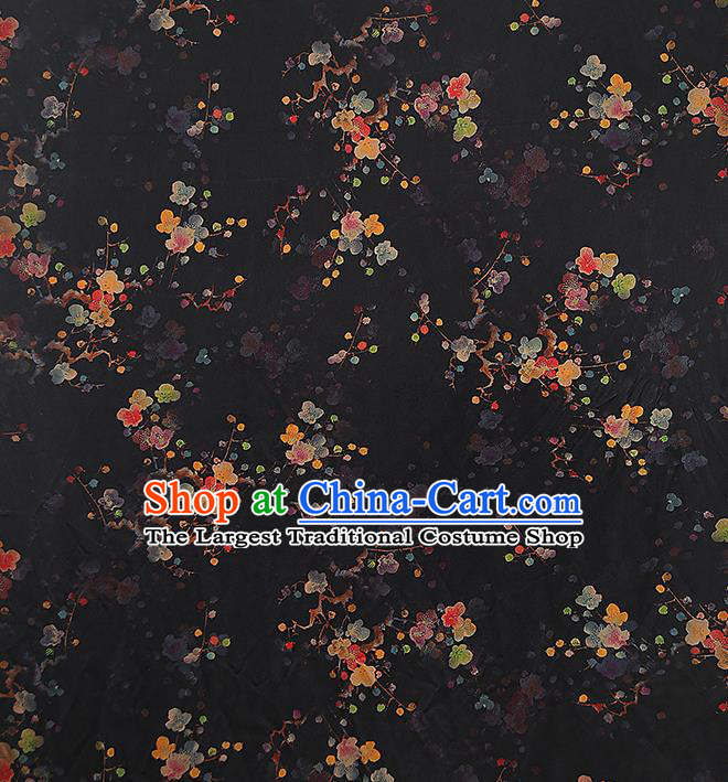 Chinese Traditional Qipao Dress Tapestry Silk Fabric Classical Plum Blossom Pattern Black Brocade Drapery