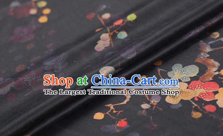 Chinese Traditional Qipao Dress Tapestry Silk Fabric Classical Plum Blossom Pattern Black Brocade Drapery