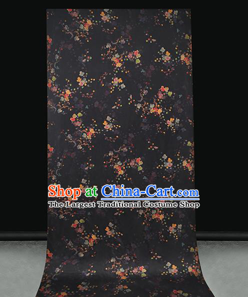 Chinese Traditional Qipao Dress Tapestry Silk Fabric Classical Plum Blossom Pattern Black Brocade Drapery