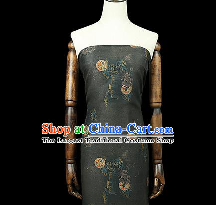 Chinese Classical Atrovirens Gambiered Guangdong Gauze Traditional Qipao Dress Silk Fabric