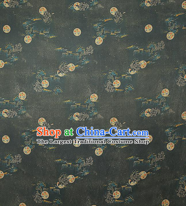 Chinese Classical Atrovirens Gambiered Guangdong Gauze Traditional Qipao Dress Silk Fabric