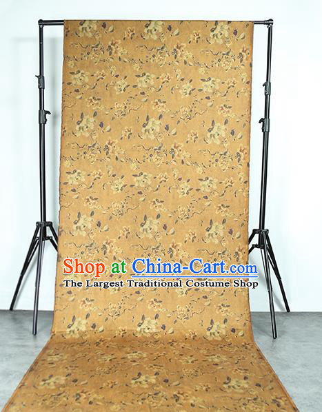 Chinese Classical Flowers Pattern Ginger Gambiered Guangdong Gauze Traditional Qipao Dress Silk Fabric