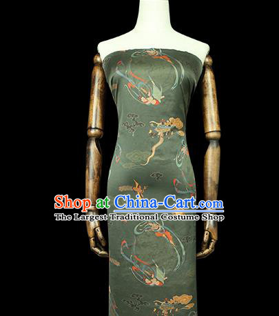 Chinese Classical Cloud Goddess Pattern Green Gambiered Guangdong Gauze Drapery Traditional Qipao Dress Silk Fabric