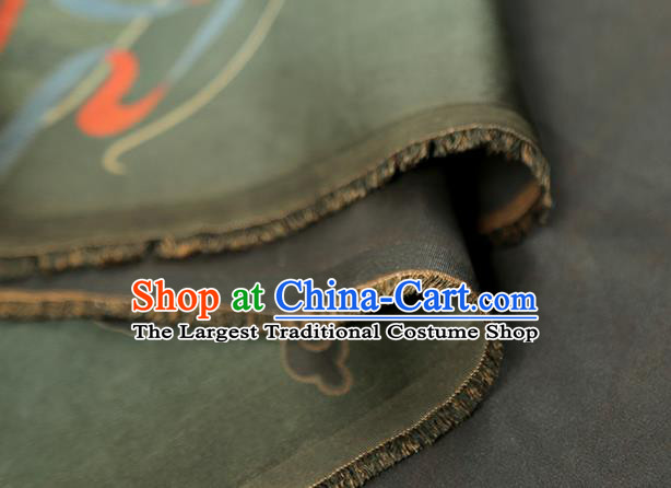 Chinese Classical Cloud Goddess Pattern Green Gambiered Guangdong Gauze Drapery Traditional Qipao Dress Silk Fabric