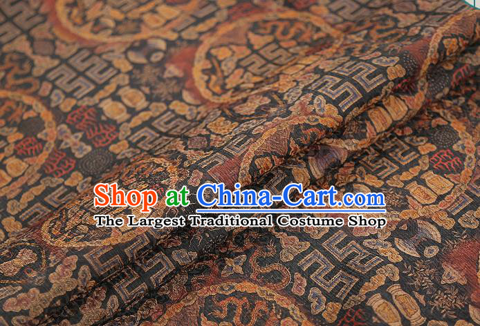 Chinese Traditional Qipao Dress Silk Fabric Classical Deep Grey Gambiered Guangdong Gauze