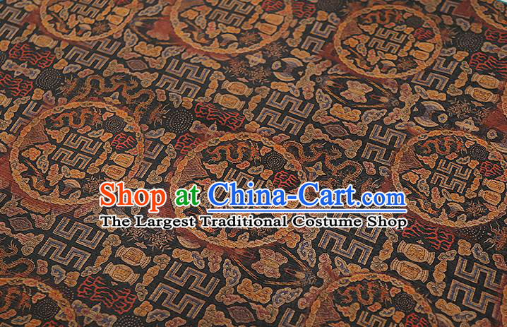 Chinese Traditional Qipao Dress Silk Fabric Classical Deep Grey Gambiered Guangdong Gauze
