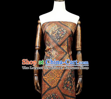 Chinese Traditional Qipao Dress Phoenix Pattern Gambiered Guangdong Gauze Classical Ginger Silk Fabric