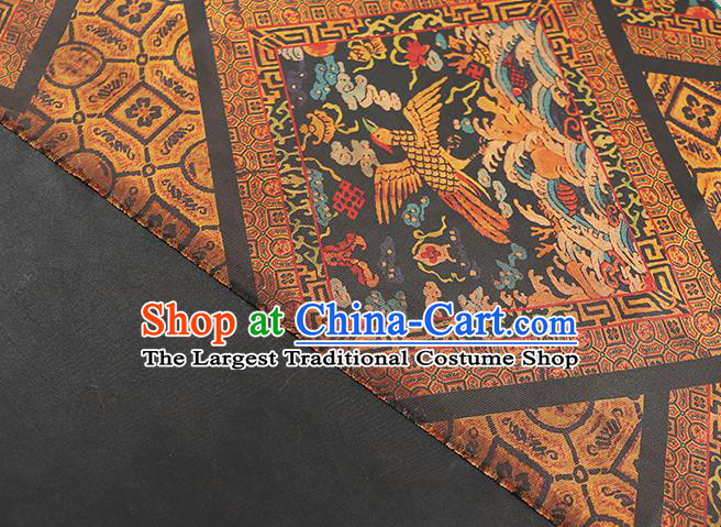 Chinese Traditional Qipao Dress Phoenix Pattern Gambiered Guangdong Gauze Classical Ginger Silk Fabric
