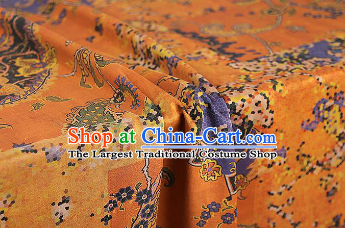 Chinese Classical Cheongsam Orange Silk Fabric Traditional Qipao Dress Gambiered Guangdong Gauze Material