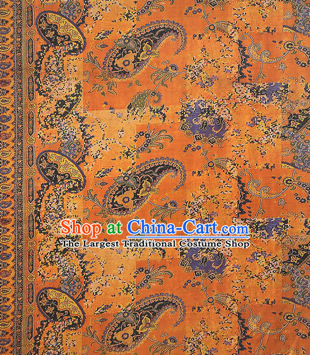 Chinese Classical Cheongsam Orange Silk Fabric Traditional Qipao Dress Gambiered Guangdong Gauze Material