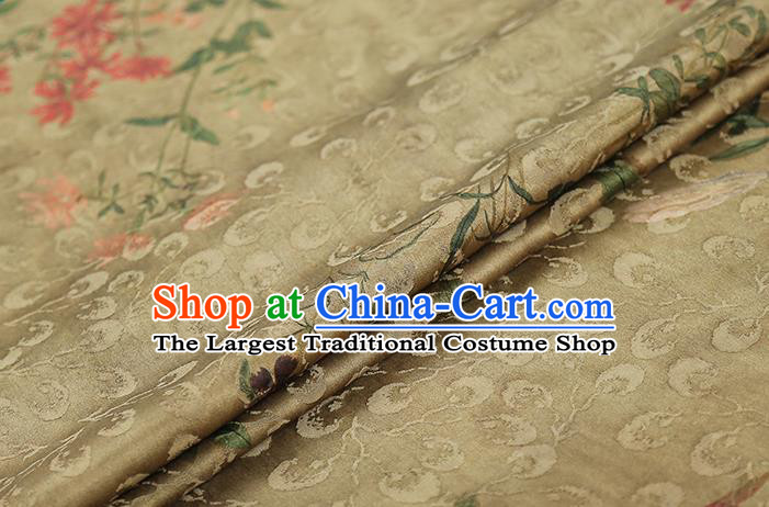 Chinese Classical Light Green Brocade Tapestry Gambiered Guangdong Gauze Traditional Qipao Dress Silk Fabric