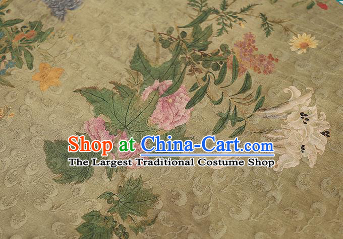 Chinese Classical Light Green Brocade Tapestry Gambiered Guangdong Gauze Traditional Qipao Dress Silk Fabric