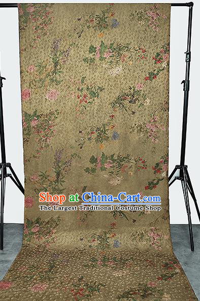 Chinese Classical Light Green Brocade Tapestry Gambiered Guangdong Gauze Traditional Qipao Dress Silk Fabric