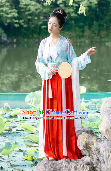 China Ancient Song Dynasty Young Beauty Historical Clothing Full Set