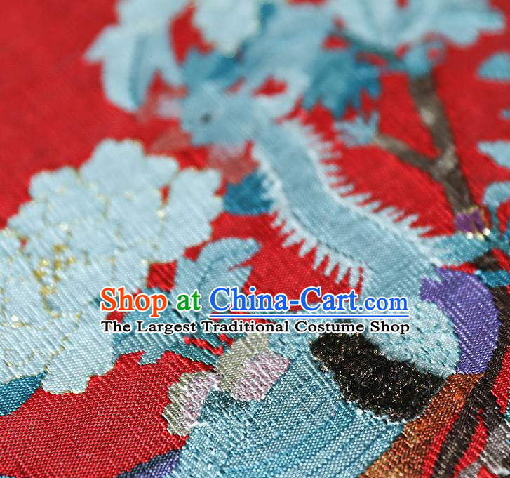 China Traditional Hanfu Red Silk Palace Fan Ancient Princess Circular Fan Handmade Wedding Embroidered Phoenix Peony Fans