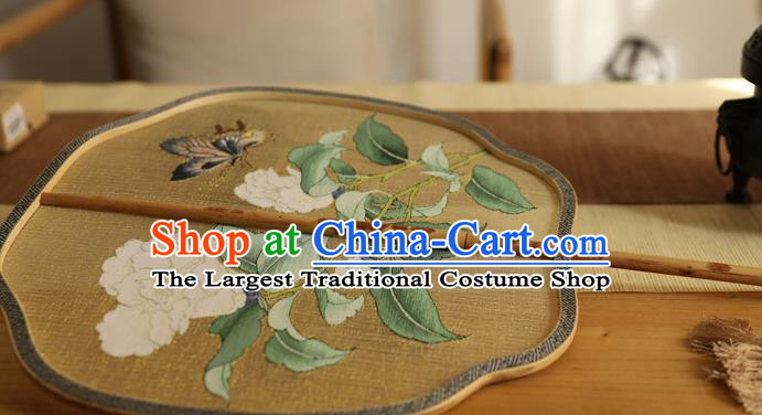 China Handmade Painting Camellia Silk Fan Ancient Princess Palace Fan Traditional Hanfu Silk Fans