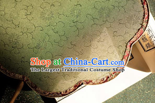 China Handmade Song Dynasty Court Fan Traditional Green Silk Palace Fan Hanfu Bamboo Fan