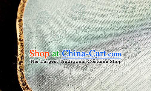China Traditional Light Blue Silk Palace Fan Hanfu Bamboo Fan Handmade Song Dynasty Court Fan