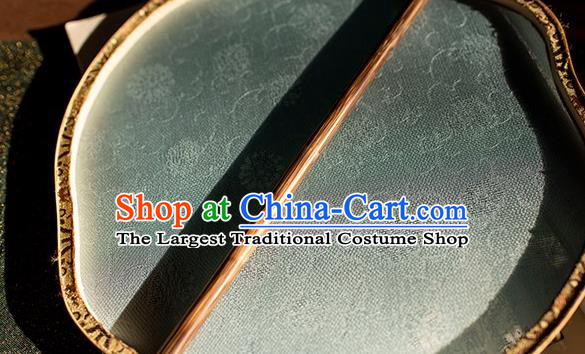 China Traditional Light Blue Silk Palace Fan Hanfu Bamboo Fan Handmade Song Dynasty Court Fan