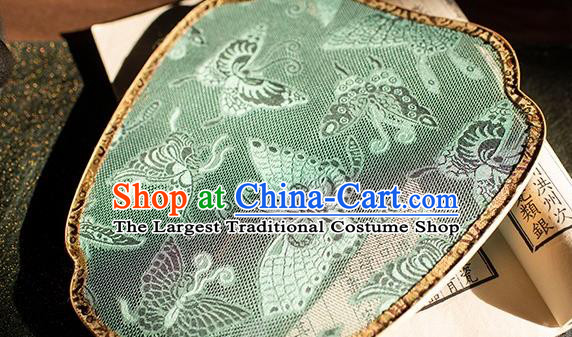 China Traditional Jacquard Butterfly Silk Palace Fan Handmade Song Dynasty Court Fan Hanfu Bamboo Fan