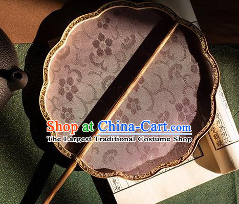China Traditional Jacquard Plum Blossom Pink Silk Fan Handmade Song Dynasty Court Fan Hanfu Bamboo Palace Fan