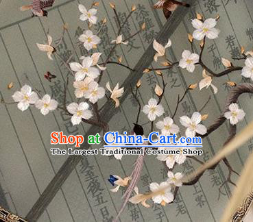 China Classical Hanfu Mottled Bamboo Fan Handmade Embroidered Palace Fan Traditional Wedding Silk Fan