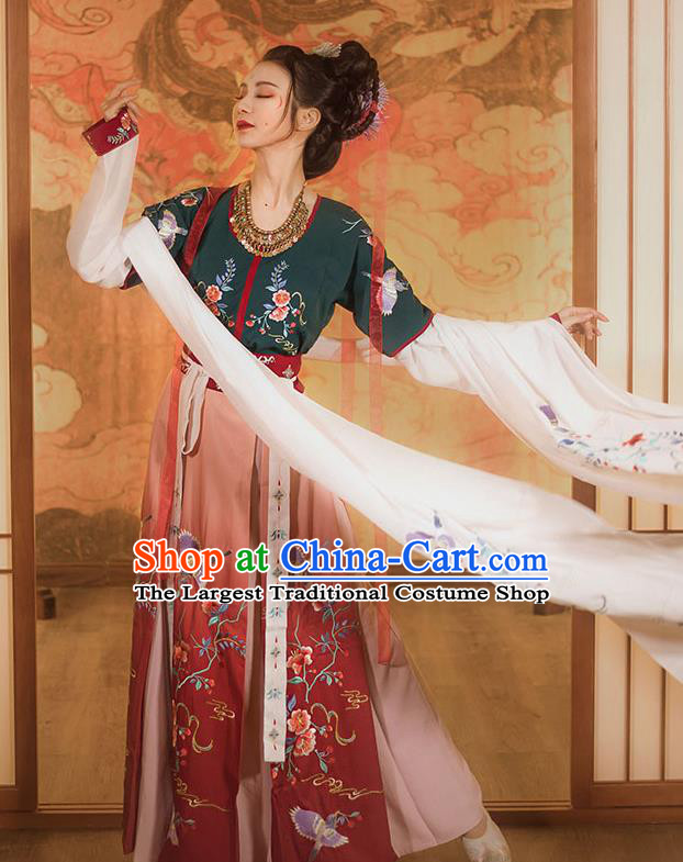 China Ancient Flying Apsaras Costumes Traditional Tang Dynasty Court Lady Hanfu Dress Classical Dance Clothing