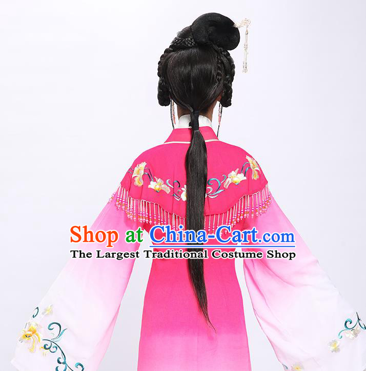 China Huangmei Opera Actress Garment Costumes Traditional Peking Opera Young Lady Rosy Embroidered Dress Clothing and Headdress