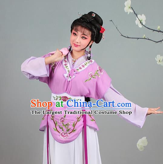 China Traditional Peking Opera Diva Garment Costumes Huangmei Opera Young Lady Violet Dress Clothing