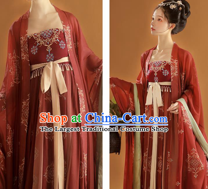 Chinese Traditional Ruqun Red Hanfu Dress Tang Dynasty Princess Garment Costumes Ancient Palace Lady Hanfu Clothing
