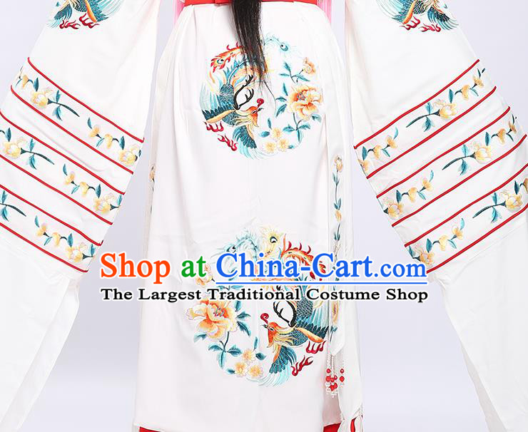 China Traditional Yue Opera Bride Wedding Garment Costumes Shaoxing Opera Princess White Dress Clothing and Phoenix Crown
