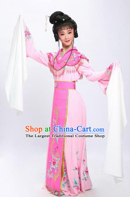China Traditional Huangmei Opera Fairy Garment Costumes Shaoxing Opera Actress Princess Embroidered Pink Dress Clothing