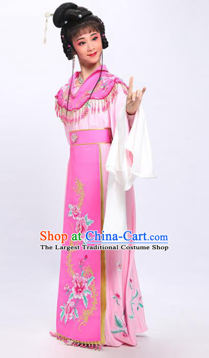China Traditional Huangmei Opera Fairy Garment Costumes Shaoxing Opera Actress Princess Embroidered Pink Dress Clothing