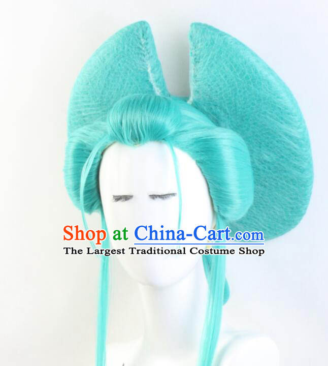 Top Cosplay Komurasaki Hiyori Wigs One Piece Kozuki Komurasaki Wigs Handmade Blue Bowknot Wig Hairpiece