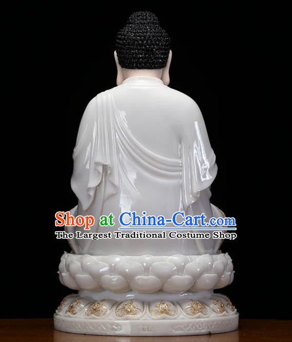 Top Chinese Ceramic Shakyamuni Buddha Status Traditional Buddhism Figurine Handmade Porcelain Buddha