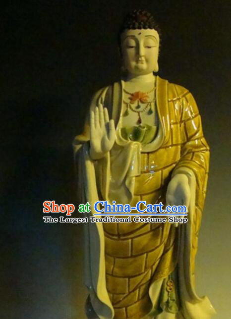 Top Chinese Traditional Porcelain Buddhism Figurine Shi Wan Buddha Status Handmade Ceramic Shakyamuni Buddha