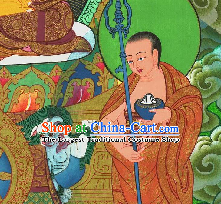 Chinese Hand Painting Shakyamuni Scroll Artwork Traditional Buddhism Painting Silk Fabric Buddha Figure Picture