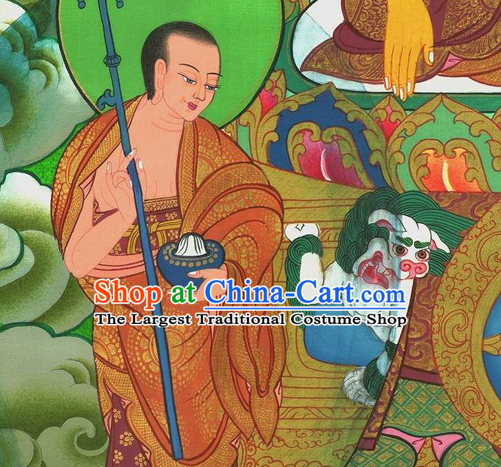 Chinese Hand Painting Shakyamuni Scroll Artwork Traditional Buddhism Painting Silk Fabric Buddha Figure Picture