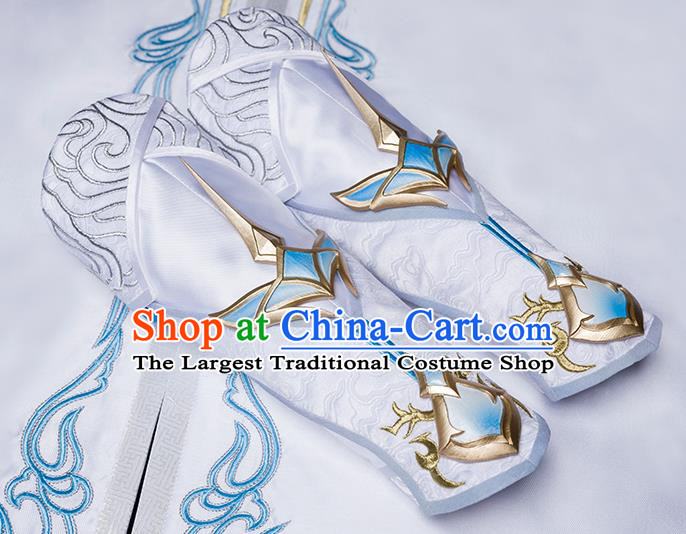 China Game Jian Xia Qing Yuan Clothing Cosplay Swordsman Blue Dresses Ancient Young Hero Garment Costumes