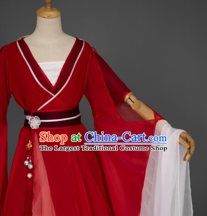 China Cosplay Goddess Garment Costumes Traditional Hanfu Dance Apparels Ancient Fairy Red Dress Clothing